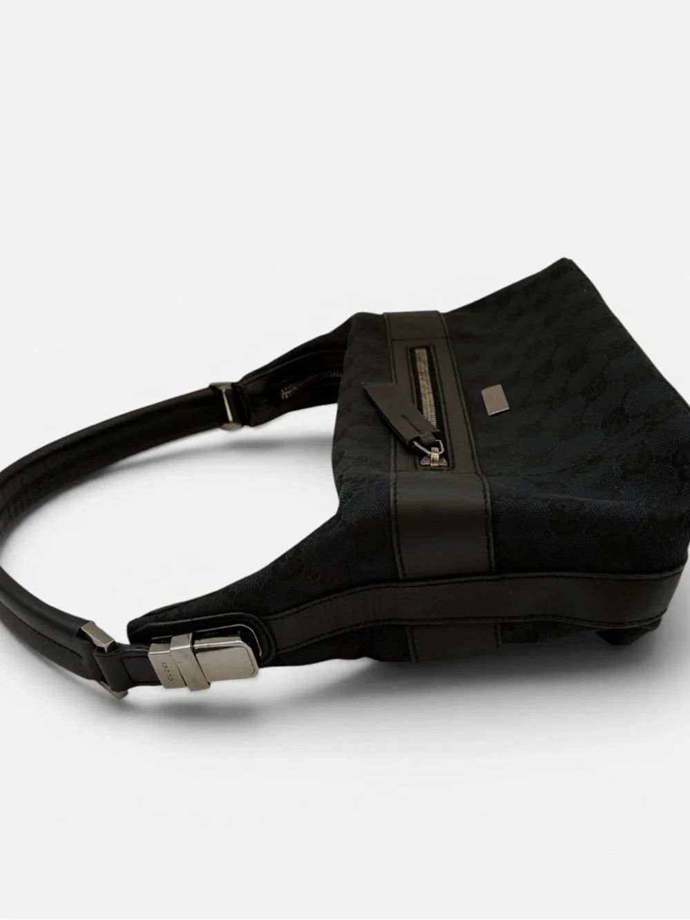 Gucci Black Logo Shoulder Bag with Silver Hardware Baguette Pochette - Picture 4 of 11